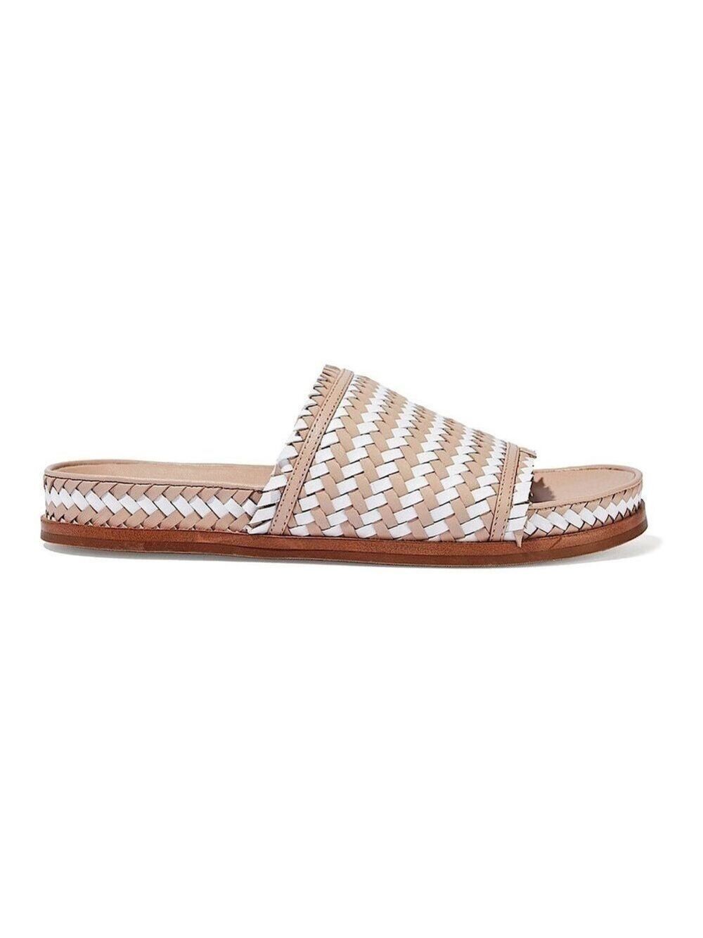Sigerson Morrison Woven Leather Slide Sandals - Picture 3 of 12